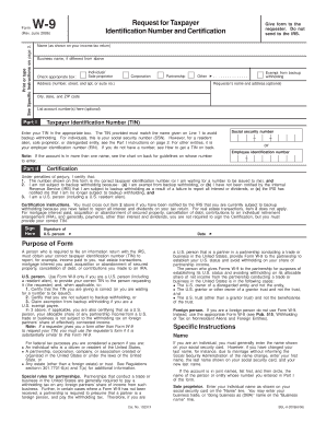 IRS Form W-9 Request for Taxpayer Identification Number and Certification