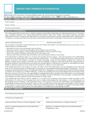 Limited Fund Transfer Authorization Form