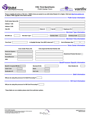 Fifth Third Bank Profit Center Form