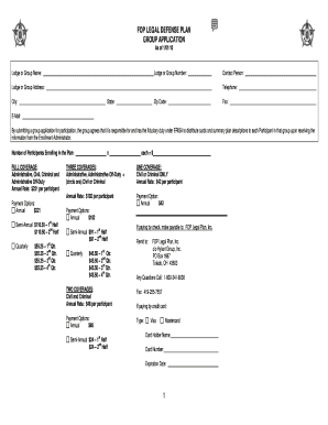 FOP Legal Defense Plan Group Application
