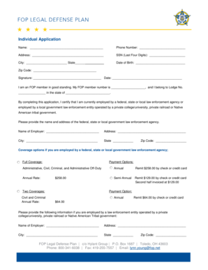 FOP Legal Defense Plan Application