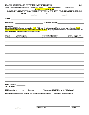 Kansas Continuing Education Audit Report Form