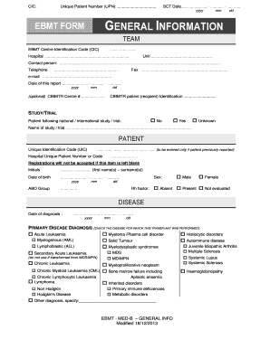 EBMT Patient Registration Form