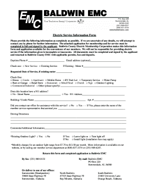 Baldwin County Electric Service Information Form