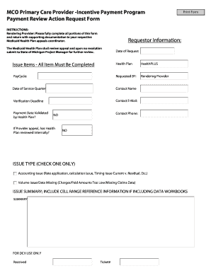 MCO Primary Care Provider Incentive Payment Program Form