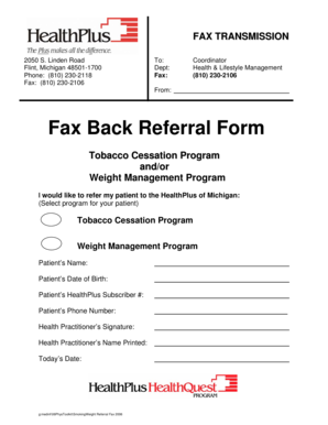 Fax Back Referral Form