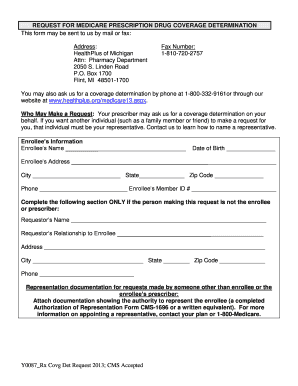 Medicare Prescription Drug Coverage Determination Request