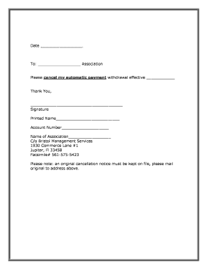 Automatic Payment Cancellation Notice