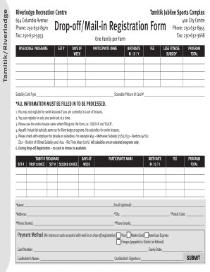 Kitimat Recreation Program Registration Form
