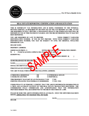 Real Estate Reporting Certification and Solicitation