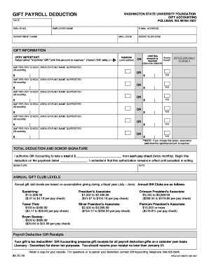 Washington State University Gift Payroll Deduction Form