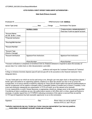 Louisiana Direct Deposit Enrollment Authorization