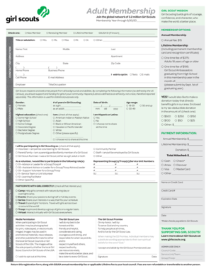 Girl Scouts Adult Membership Application