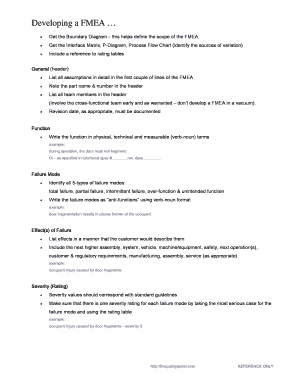 Failure Mode and Effects Analysis (FMEA) Template