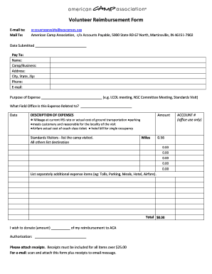 Volunteer Reimbursement Form