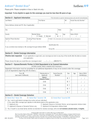 Anthem Dental Blue Application Form