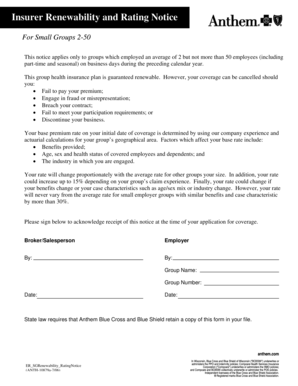 Insurer Renewability and Rating Notice