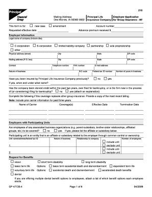 Principal Life Employer Application