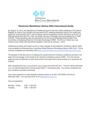 Arkansas Blue Cross Blue Shield Electronic Remittance Advice Form