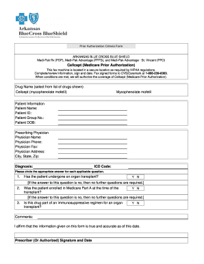 Arkansas Blue Cross Blue Shield Cellcept Prior Authorization Form
