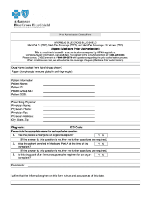 Arkansas Blue Cross Blue Shield Atgam Prior Authorization Form