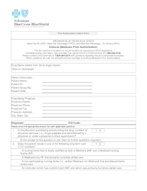 Arkansas Blue Cross Blue Shield Orencia Prior Authorization Form