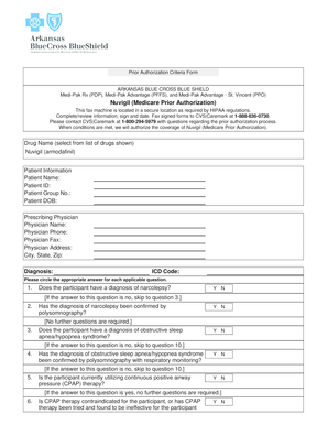 Arkansas Blue Cross Blue Shield Nuvigil Prior Authorization Form