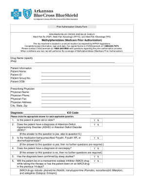 Arkansas Blue Cross Methylphenidate Prior Authorization Form