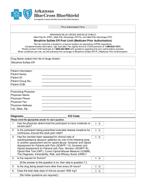 Arkansas Blue Cross Morphine Sulfate ER Prior Authorization Form