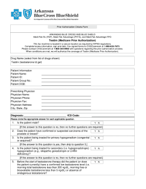 Arkansas Blue Cross Testim Prior Authorization Form