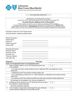 Arkansas Blue Cross Accuneb Prior Authorization Form