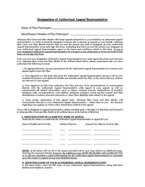 Designation of Authorized Appeal Representative