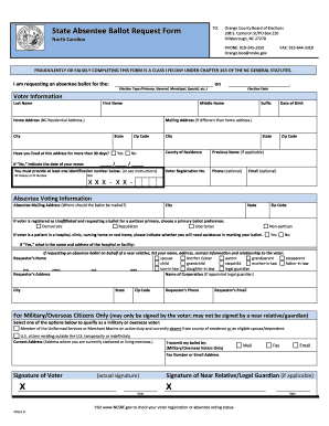 North Carolina Absentee Ballot Request Form