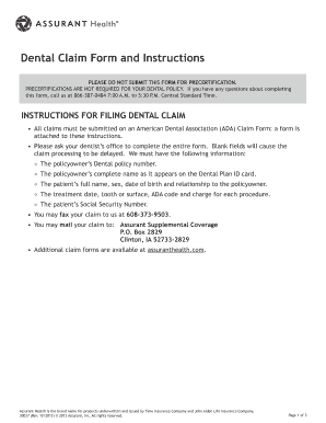 Dental Claim Form