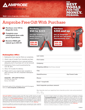 Amprobe Free Gift Redemption Form