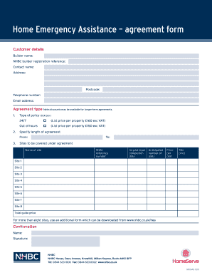 Home Emergency Assistance Agreement Form