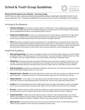 School & Youth Group Admission Form