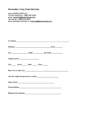 Revocable Living Trust Interview Form
