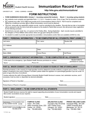 George Mason University Immunization Record Form