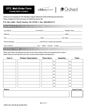 OTC Mail-Order Form - Elderplan - new elderplan