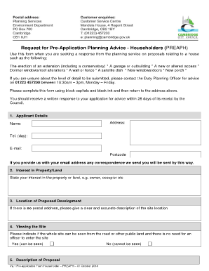 Request for Pre-Application Planning Advice - Householders