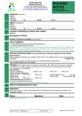 UK Building Notice Application