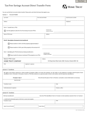 Tax-Free Savings Account Direct Transfer Form