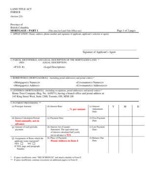 British Columbia Mortgage Form B