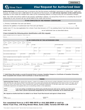 Home Trust Visa Authorized User Form