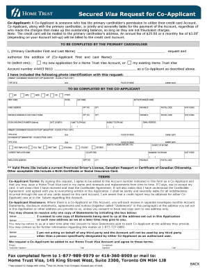Home Trust Secured Visa Co-Applicant Form