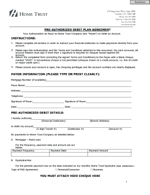 Pre-Authorized Debit Plan Agreement