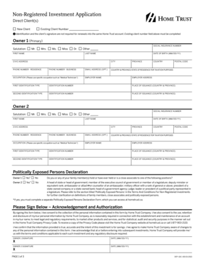 Non-Registered Investment Application