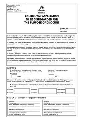 UK Council Tax Discount Application Form
