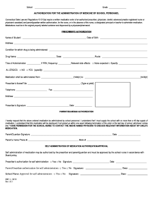 Connecticut School Medication Authorization Form